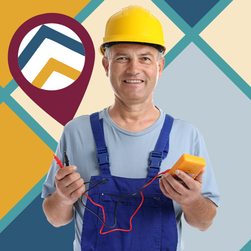 Electrician-Local-SEO Electrician holding a multimeter and test leads for local SEO marketing
